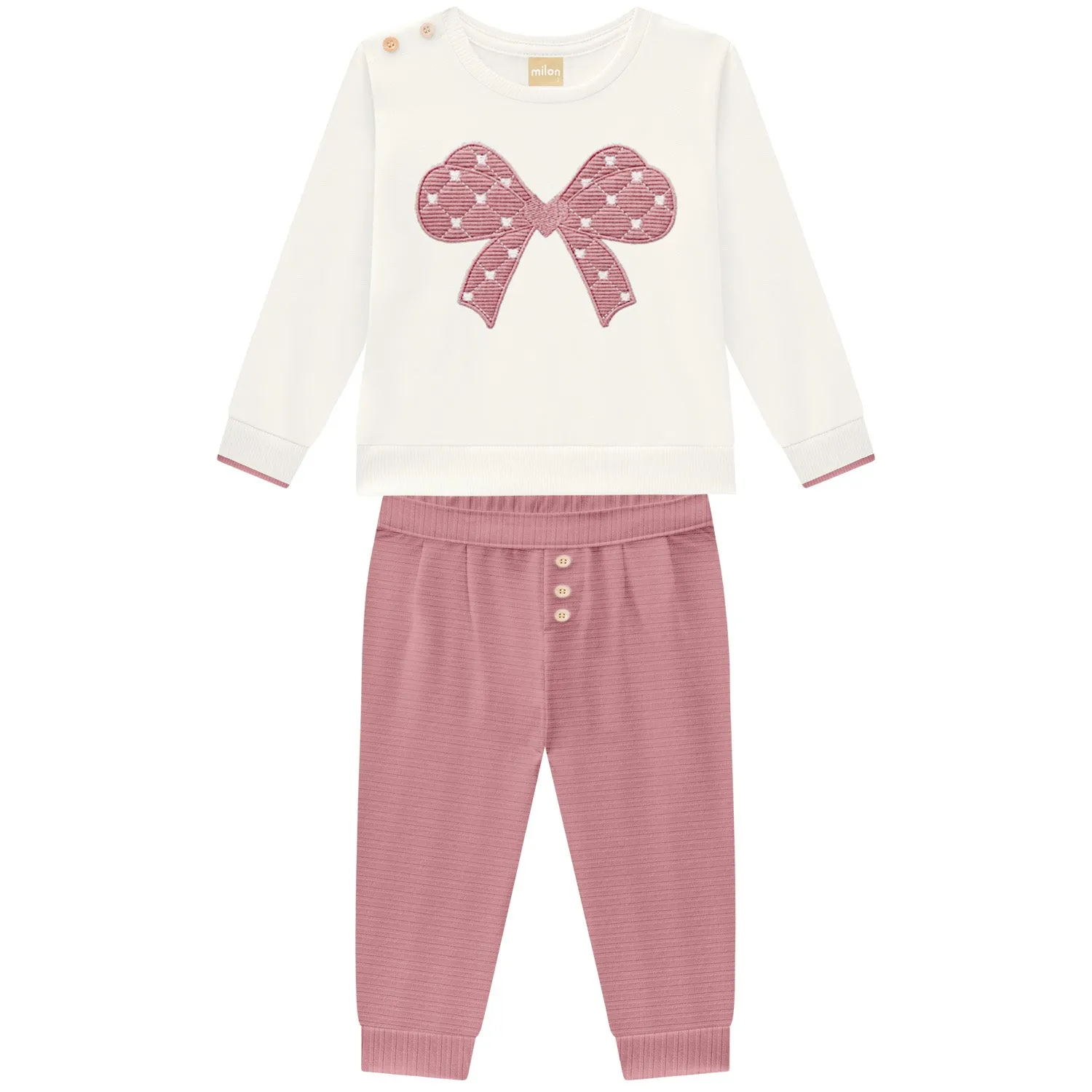 2 Piece Girls Bow Sweatshirt & Pants