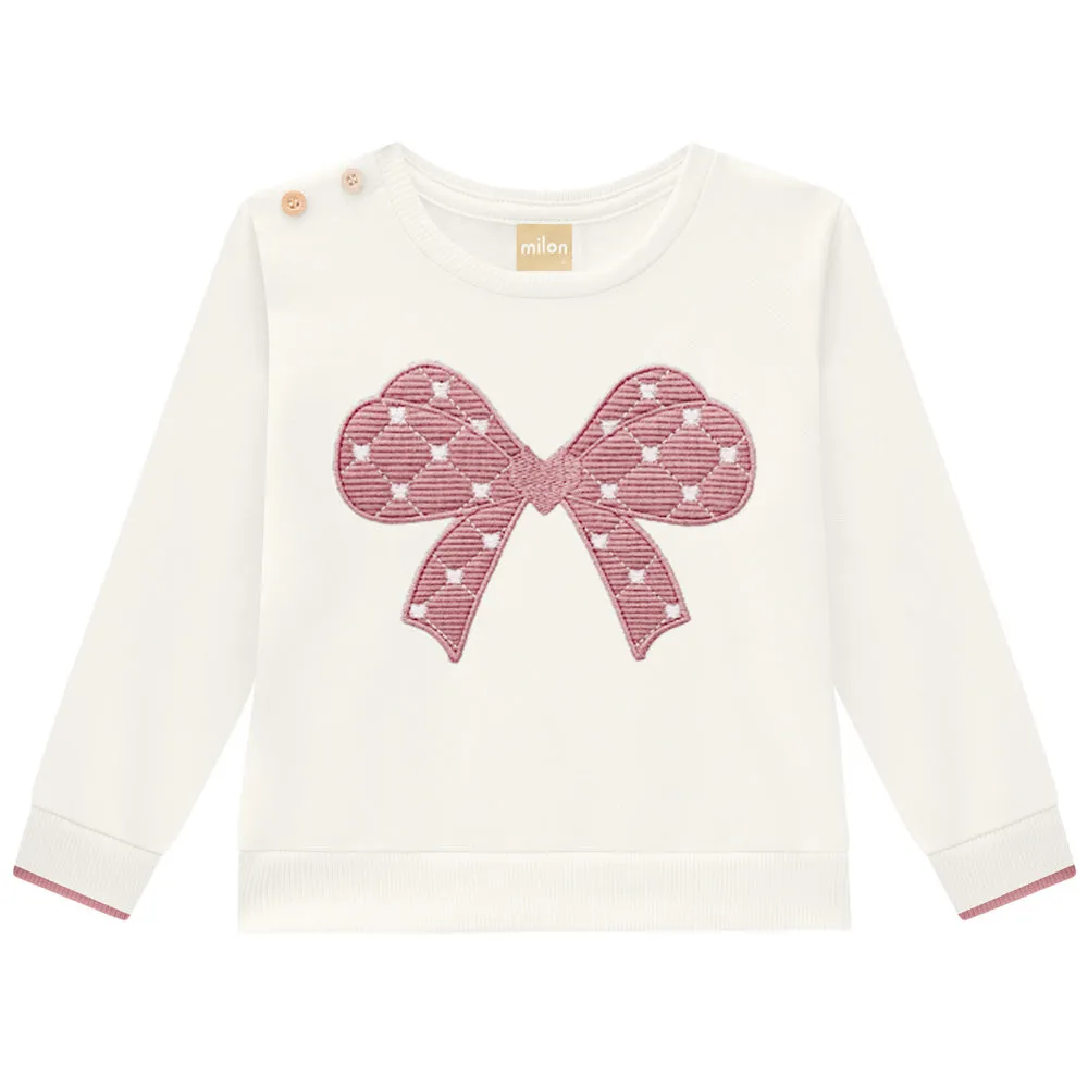 2 Piece Girls Bow Sweatshirt & Pants