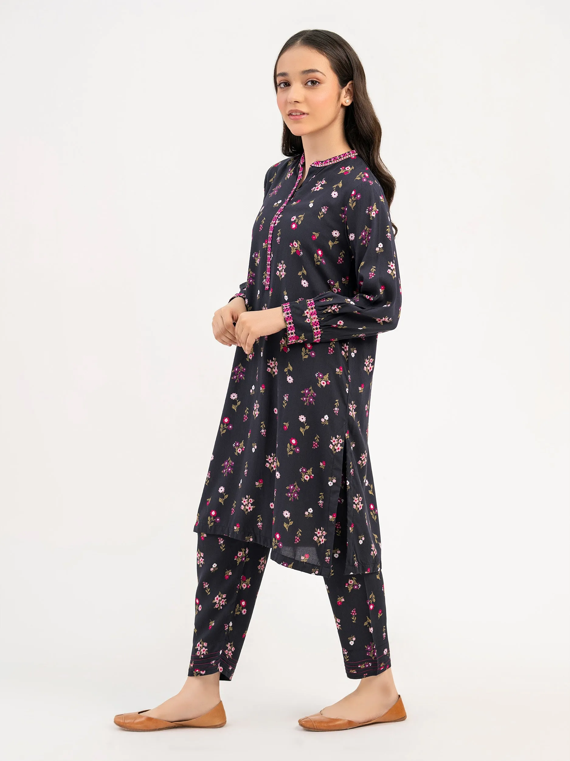 2 Piece Linen Suit-Embroidered (Pret)