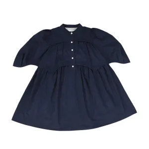 AISABOBO NAVY LAYERED PUFF SLEEVE DRESS [FINAL SALE]