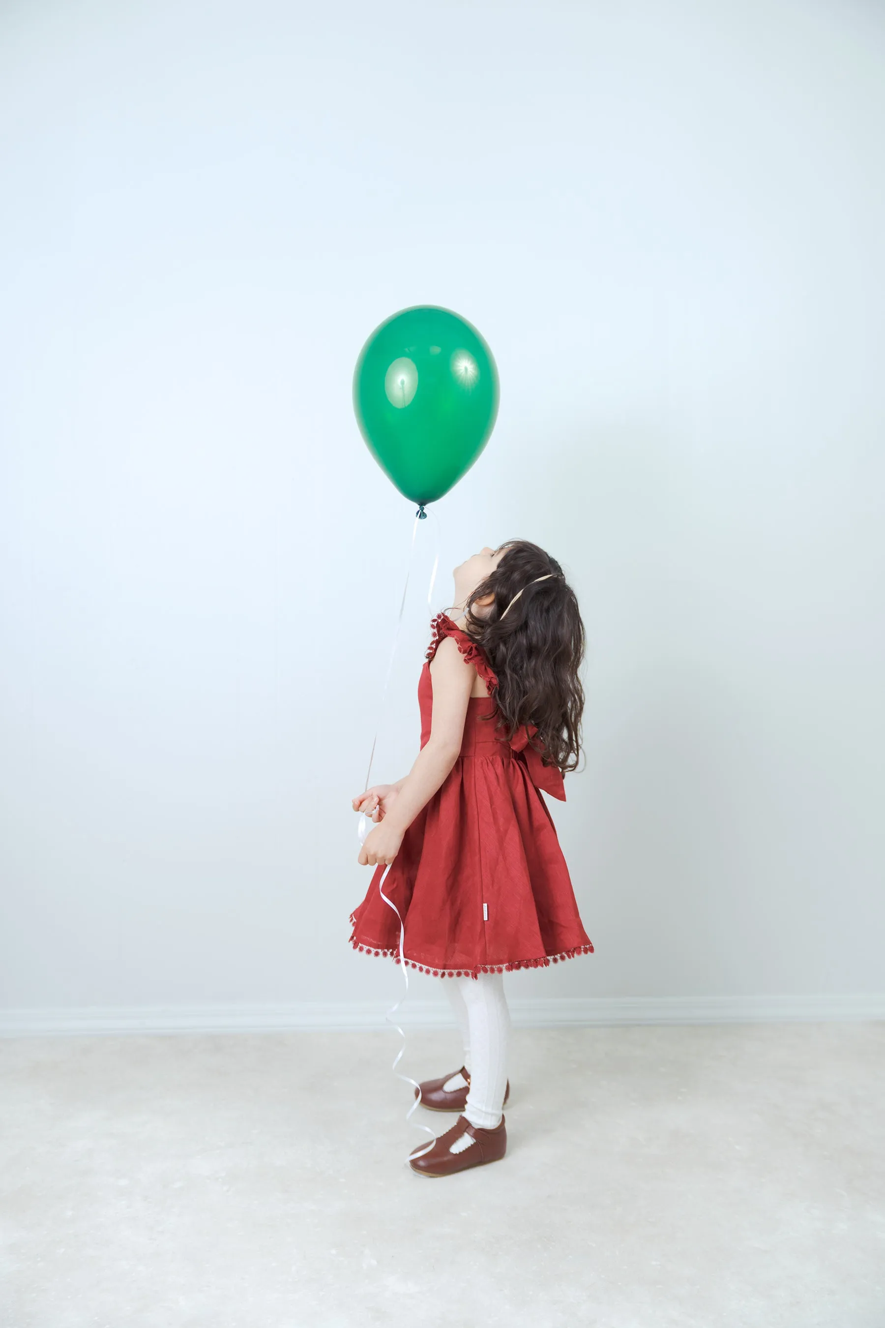 Alaia Linen Girls Dress - Cherry Red