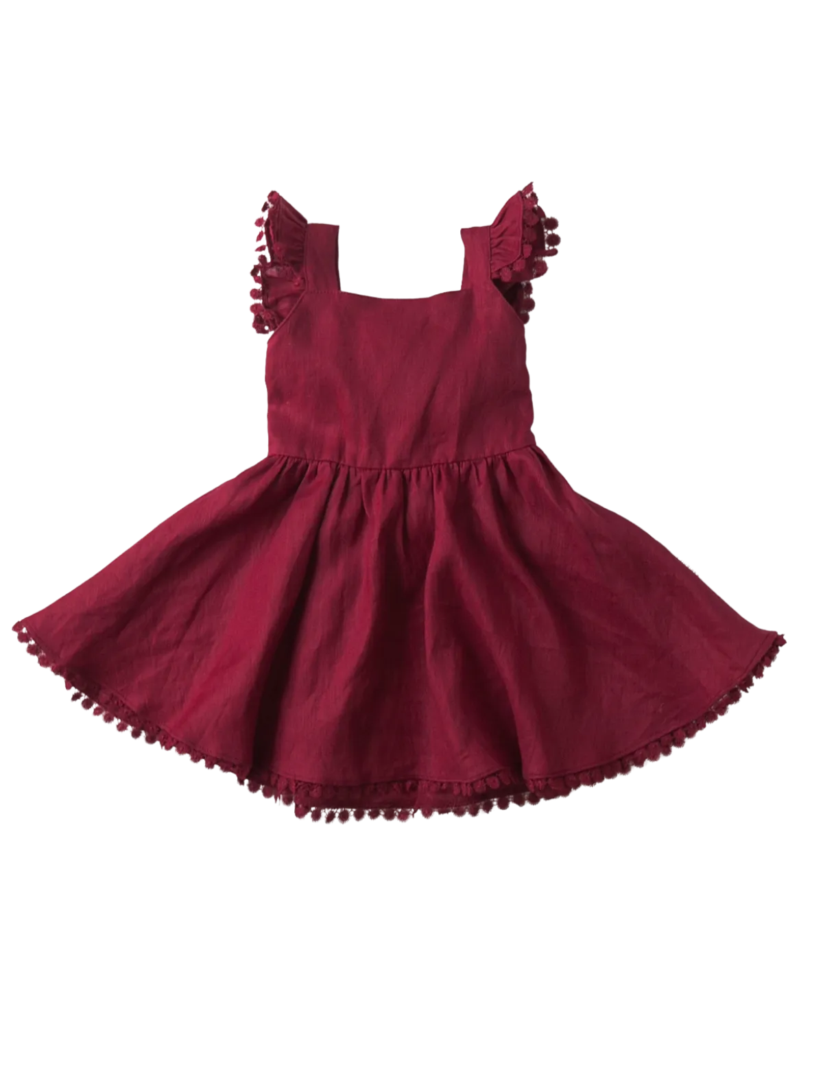 Alaia Linen Girls Dress - Cherry Red