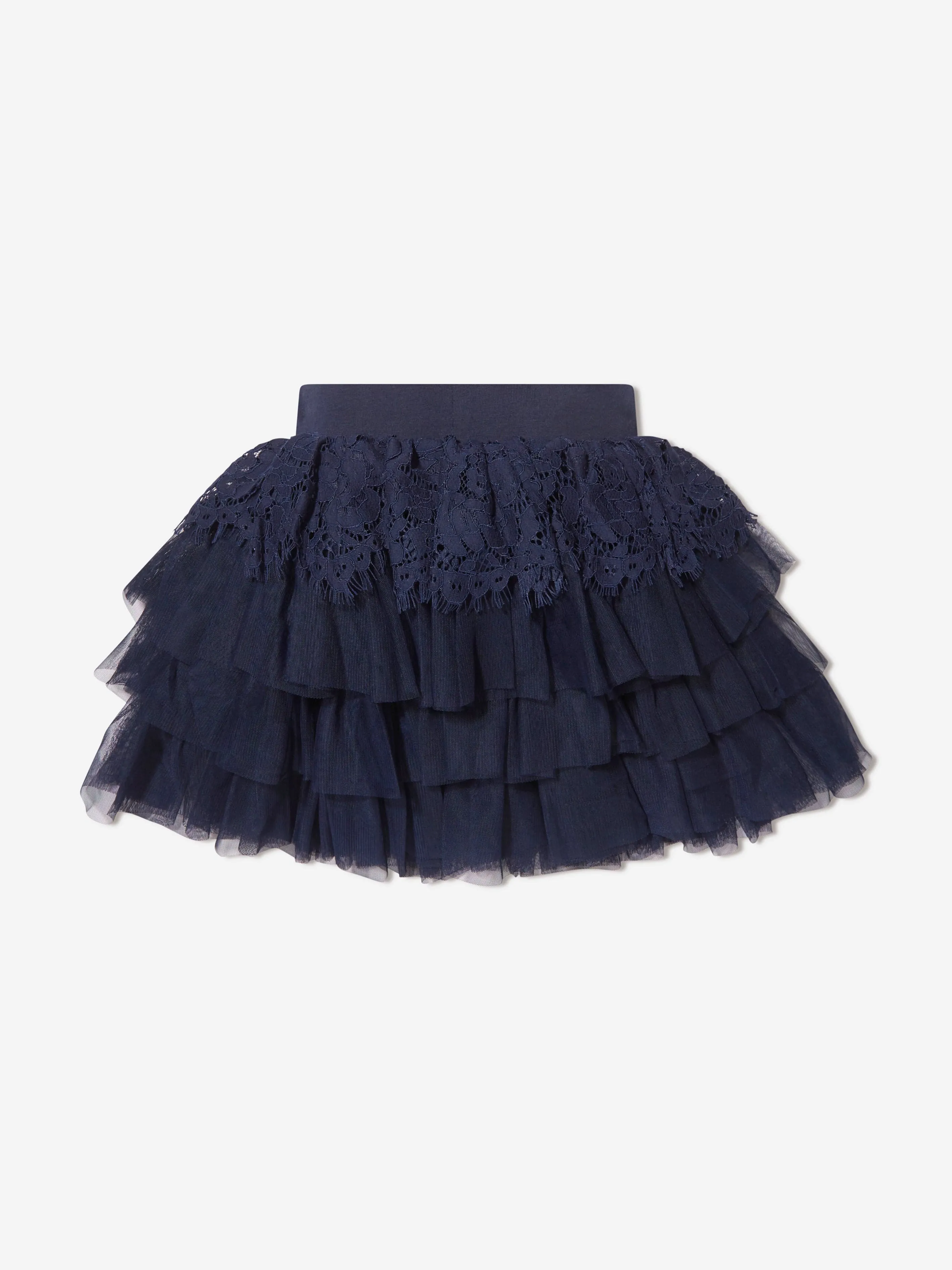 Angels Face Girls Tulle And Lace Trim Kamma Skirt in Navy