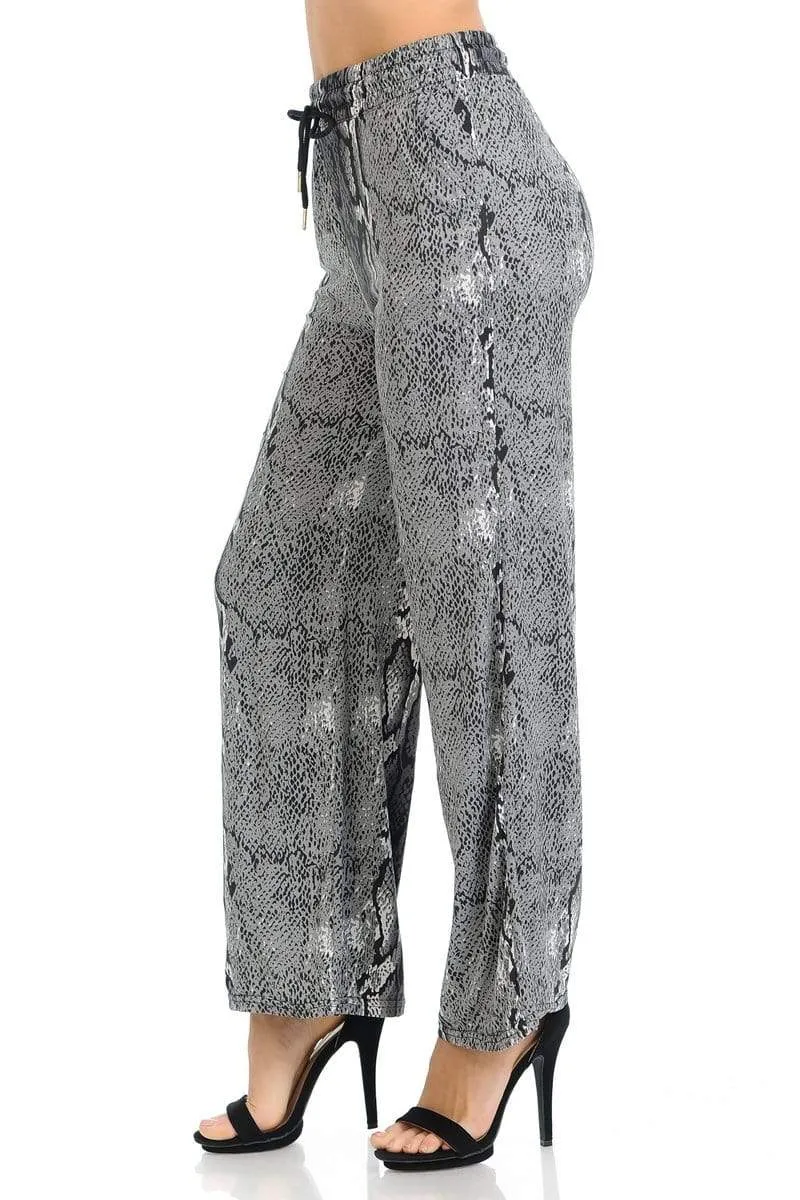 Auliné Collection Womens High Waisted Loose Wide Leg Drawstring Palazzo Pants