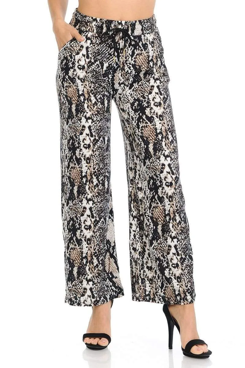 Auliné Collection Womens High Waisted Loose Wide Leg Drawstring Palazzo Pants