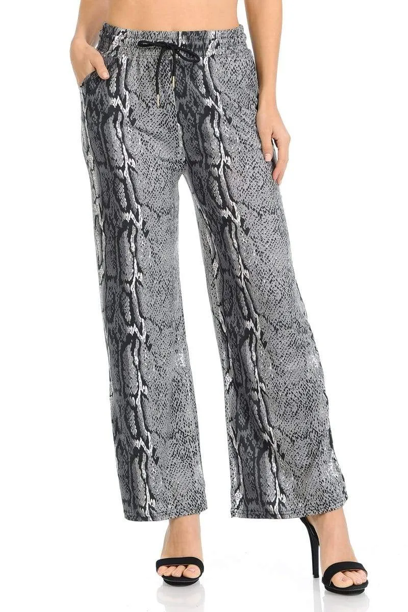 Auliné Collection Womens High Waisted Loose Wide Leg Drawstring Palazzo Pants