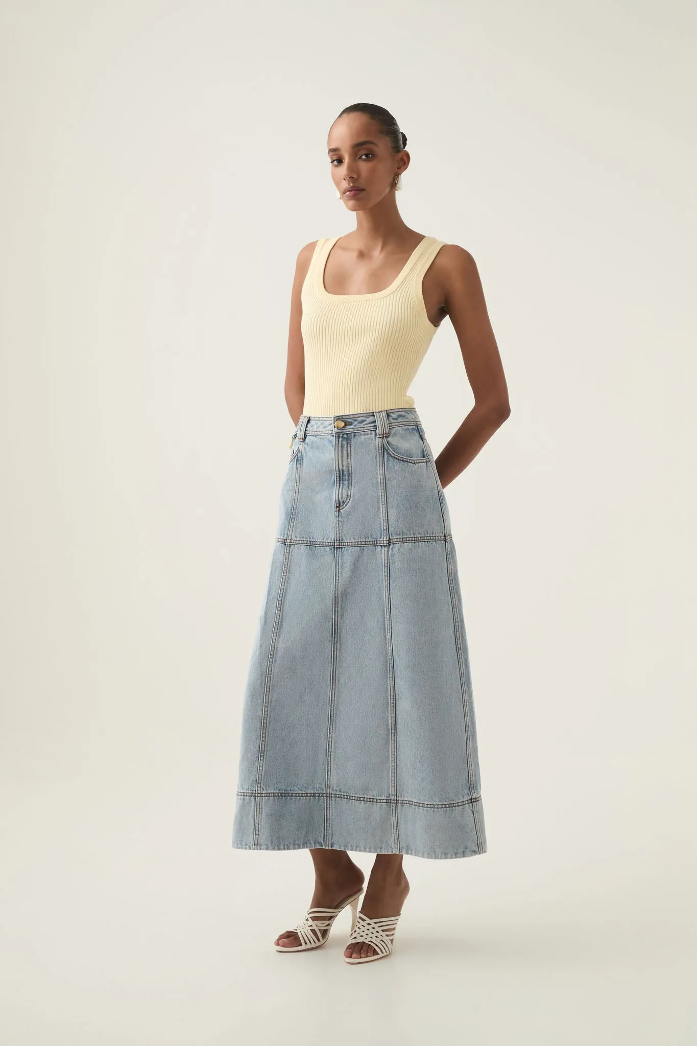 Aura Denim Midi Skirt