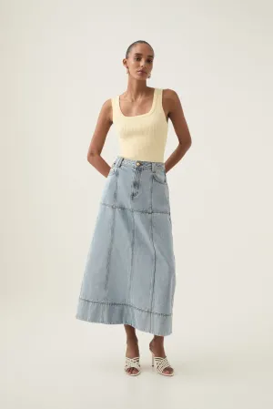 Aura Denim Midi Skirt