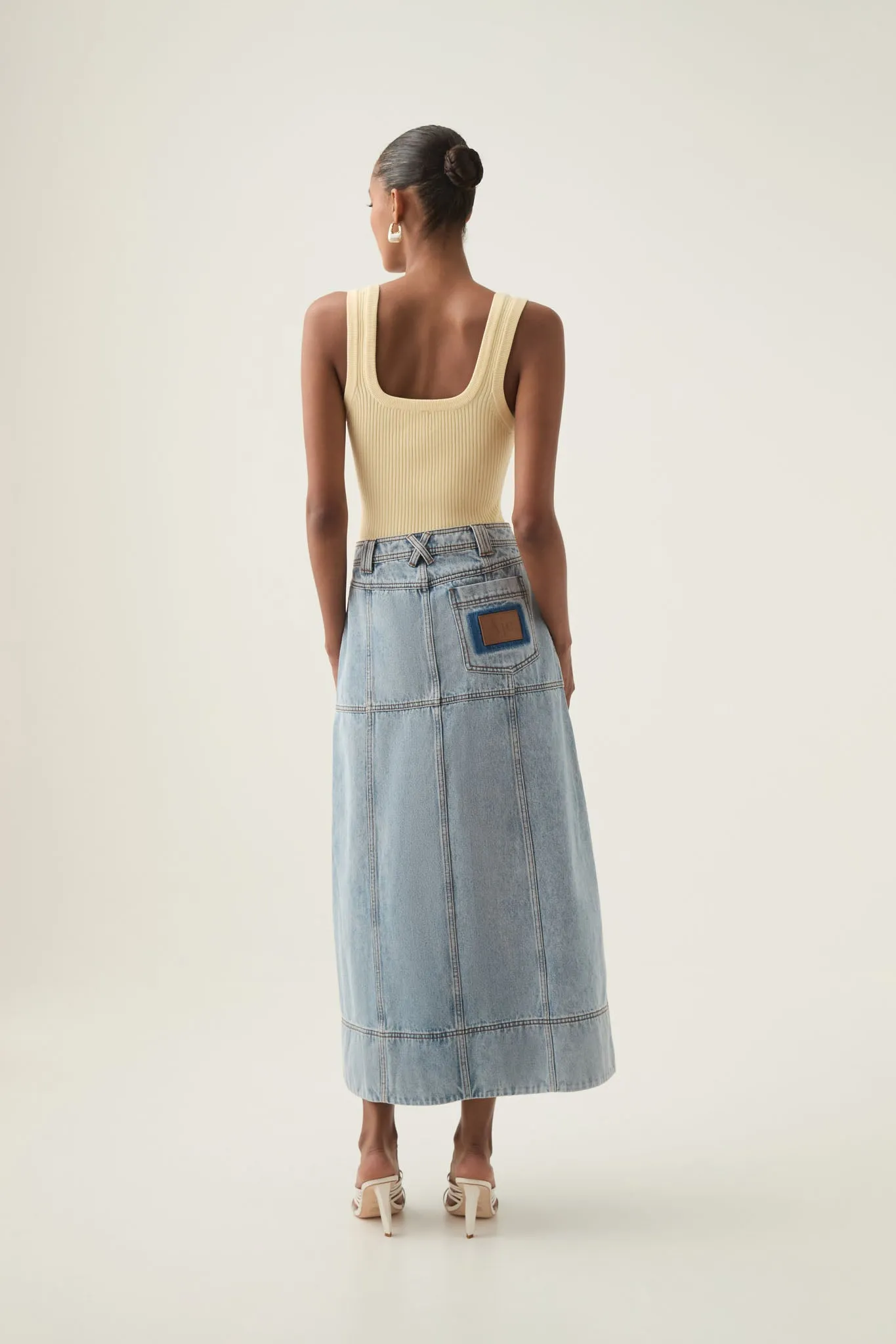 Aura Denim Midi Skirt