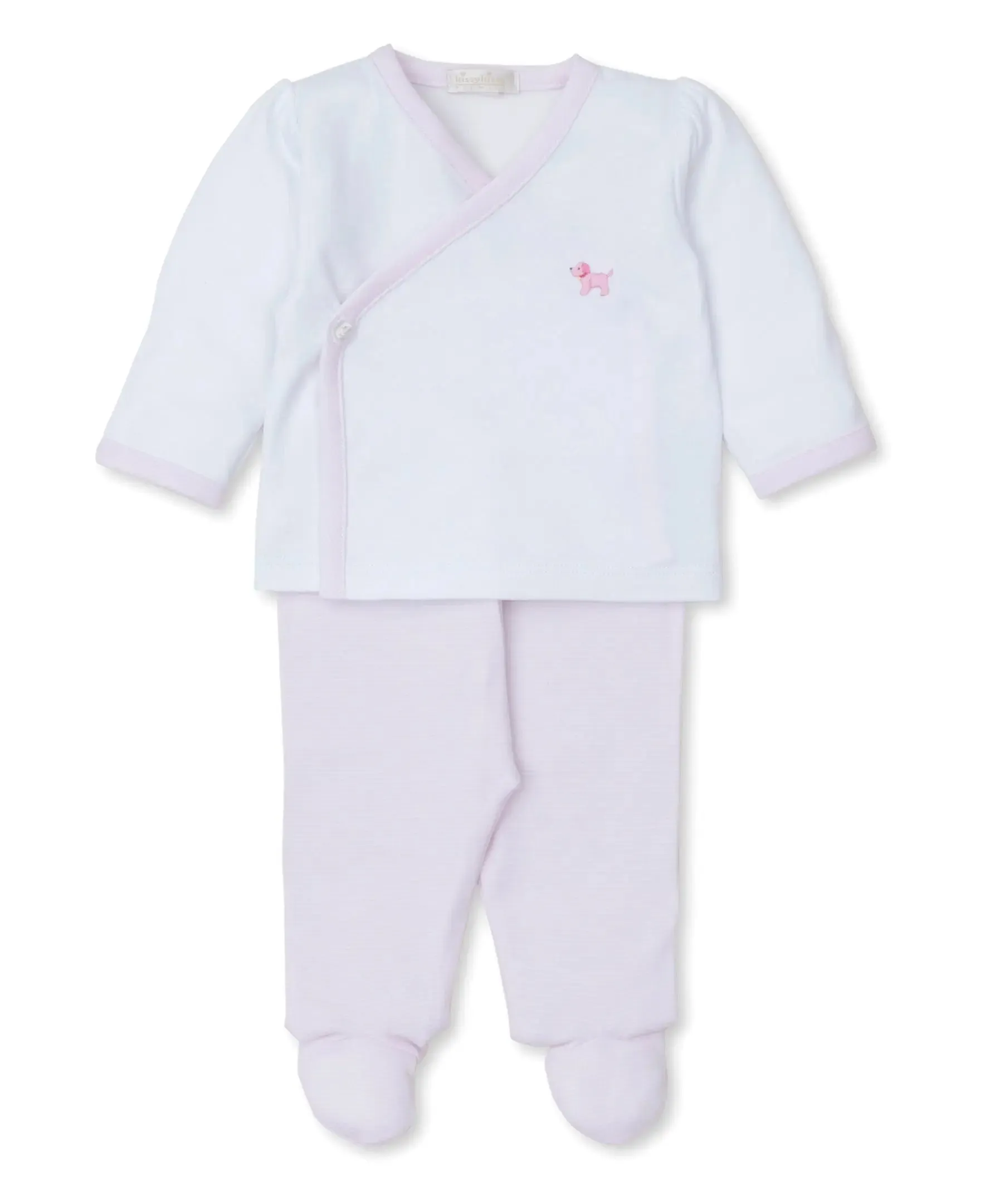 Baby Girls Hand-embroidered Footed Pants Set - Premier Puppies