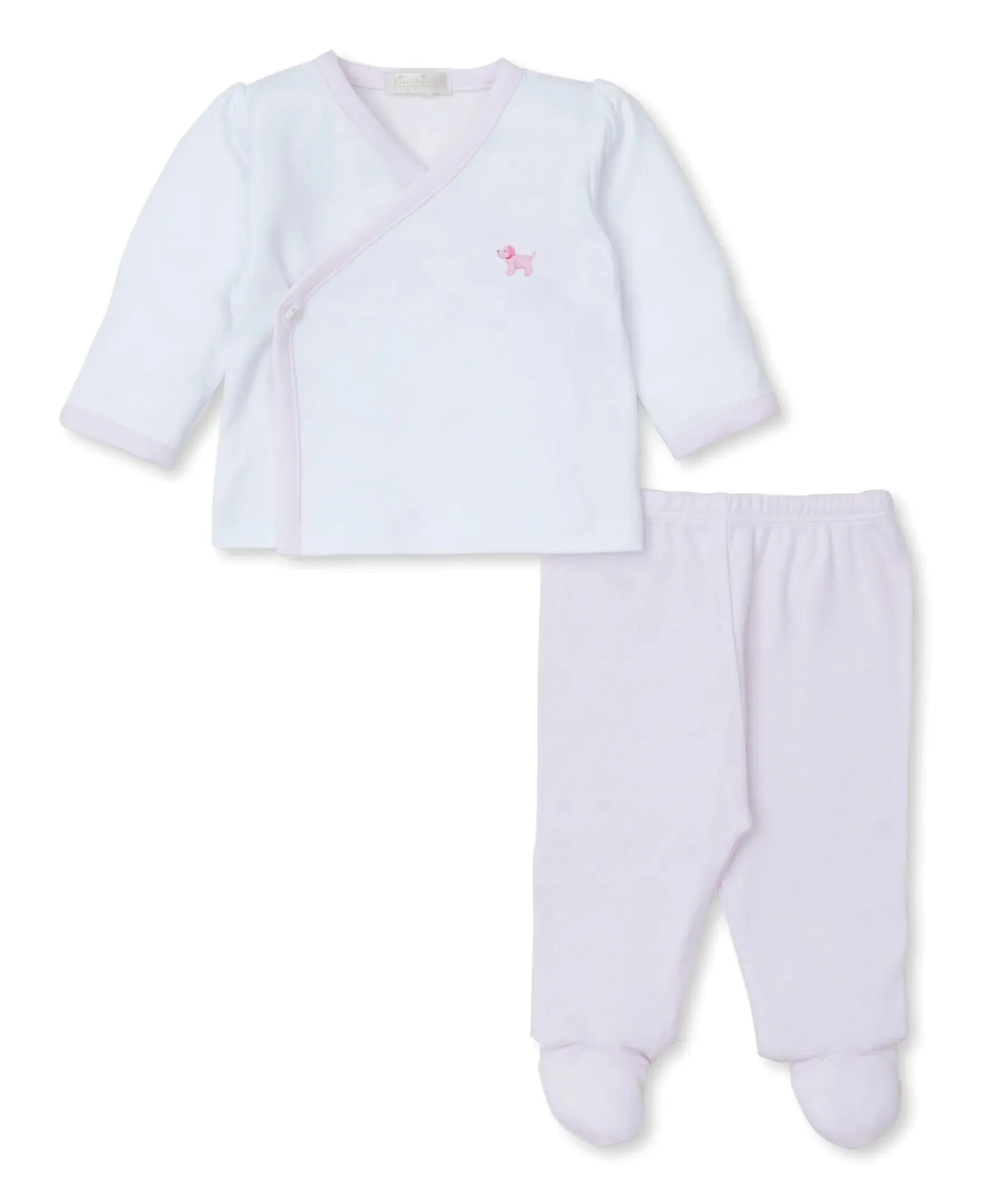 Baby Girls Hand-embroidered Footed Pants Set - Premier Puppies