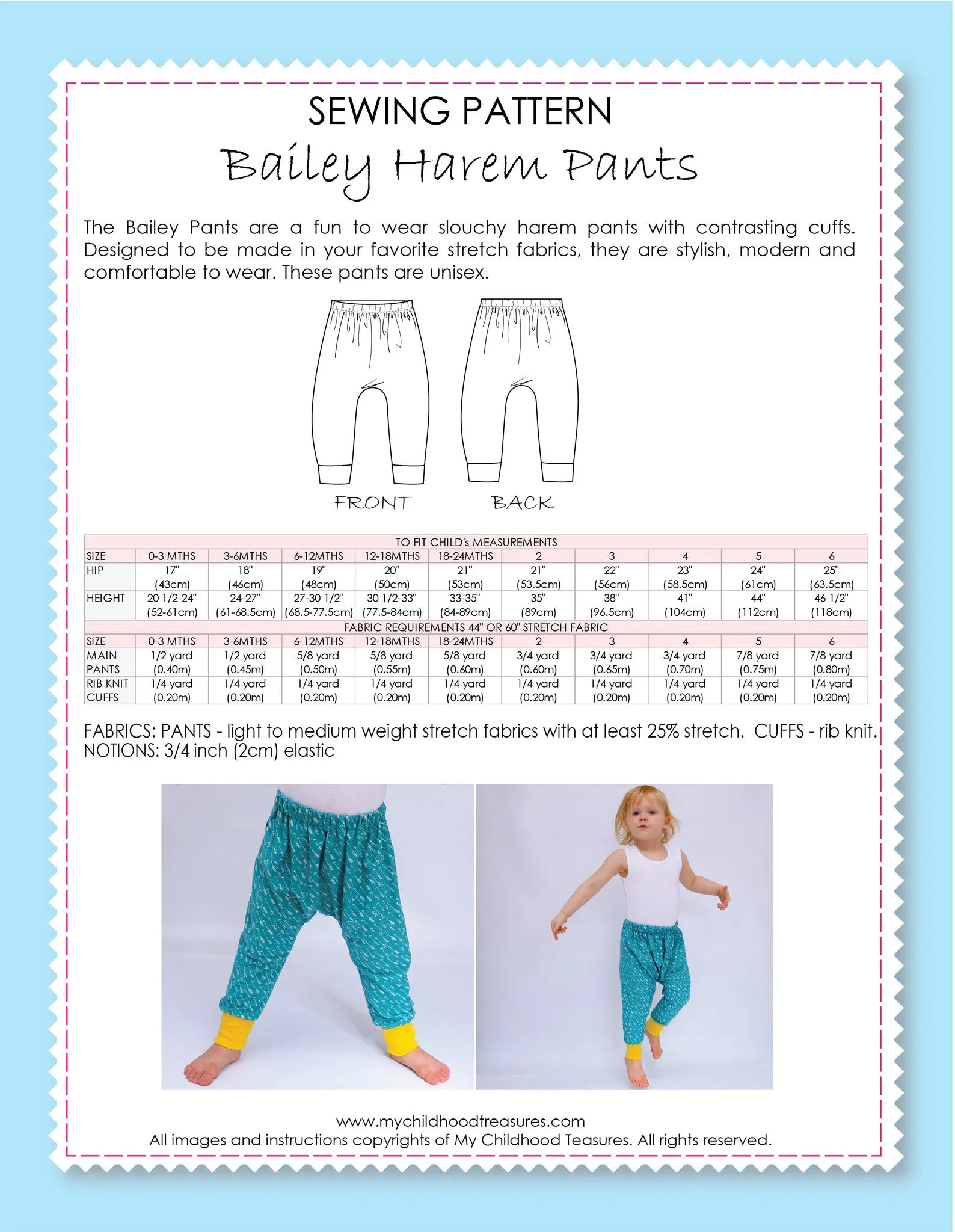 BAILEY - Baggy Pants Pattern (O-6T)