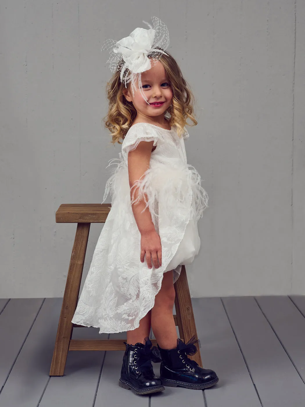 Baptism Silk dress with bloomer Pants - ZOZA