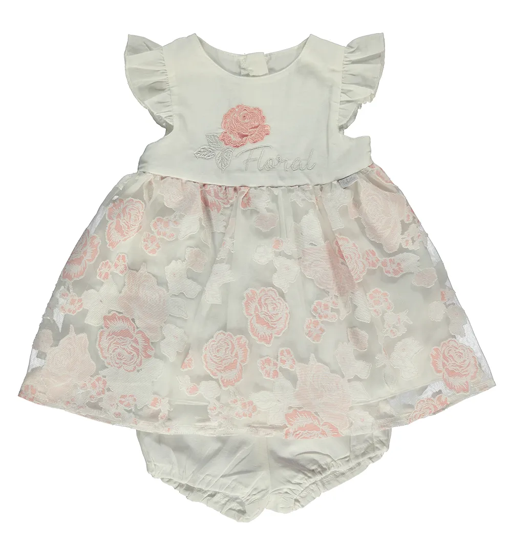 Bebetto Floral Occasion Dress Ivory Pink (6mths-3yrs)