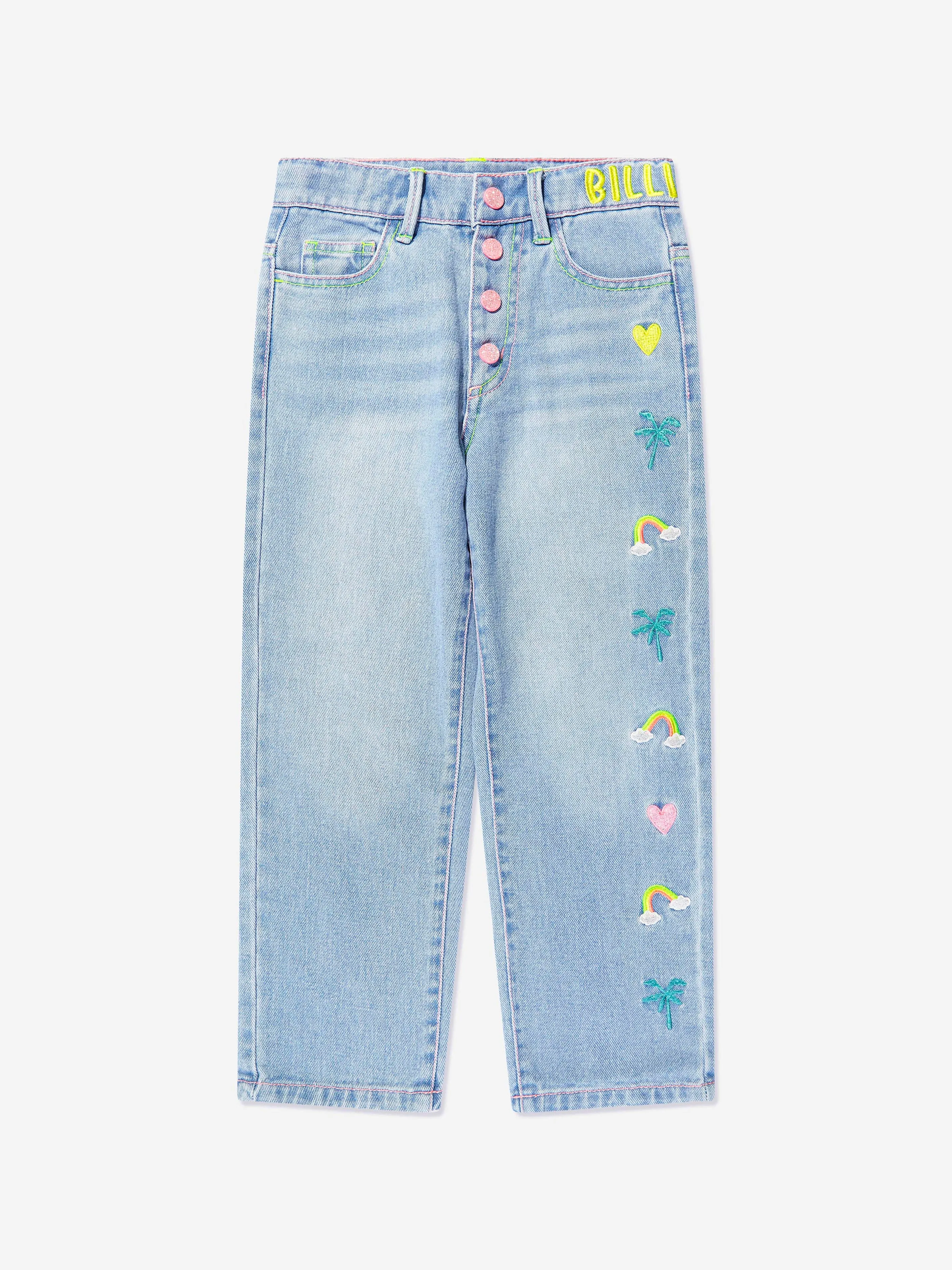 Billieblush Girls Embroidered Jeans in Blue