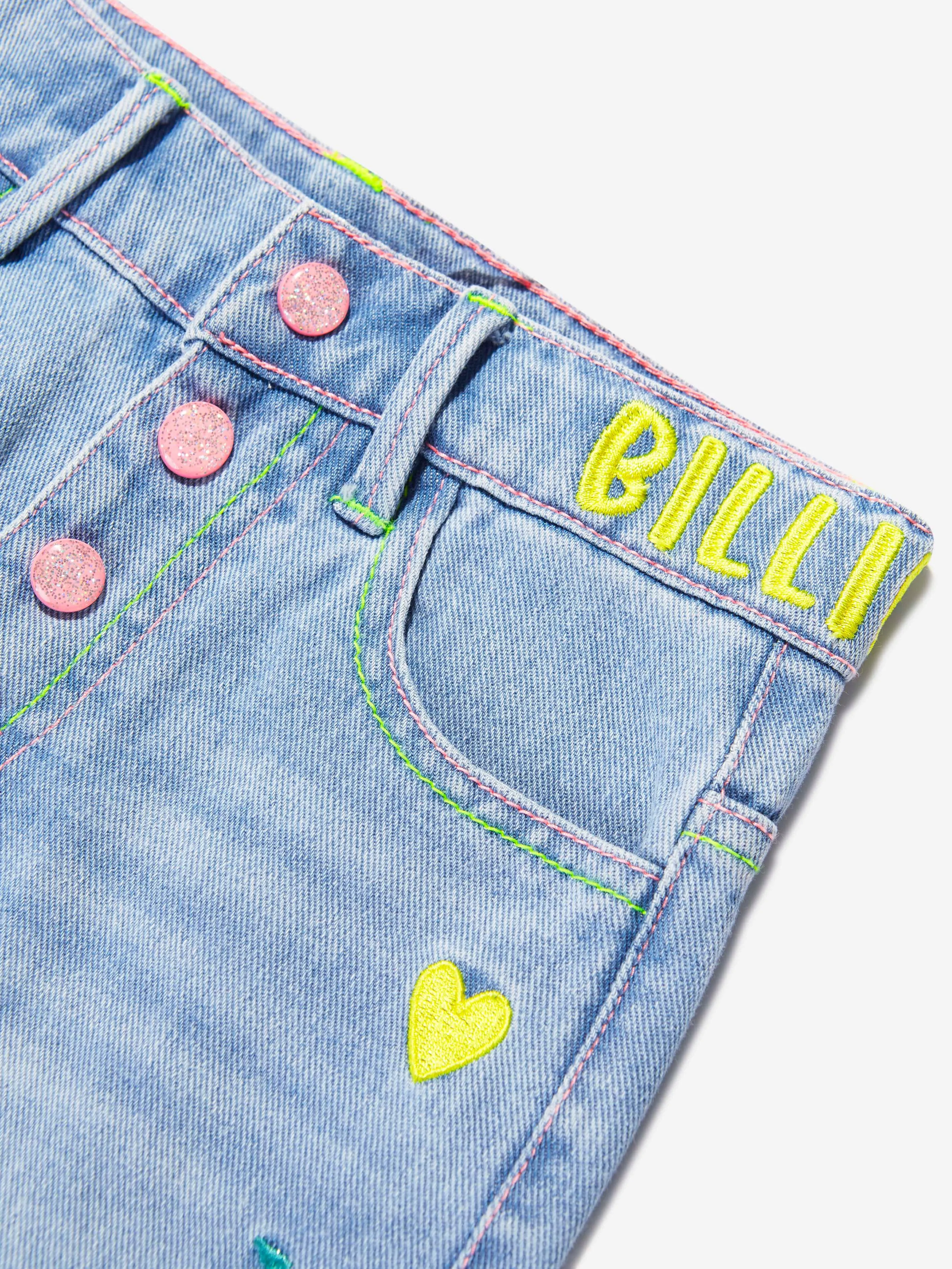 Billieblush Girls Embroidered Jeans in Blue