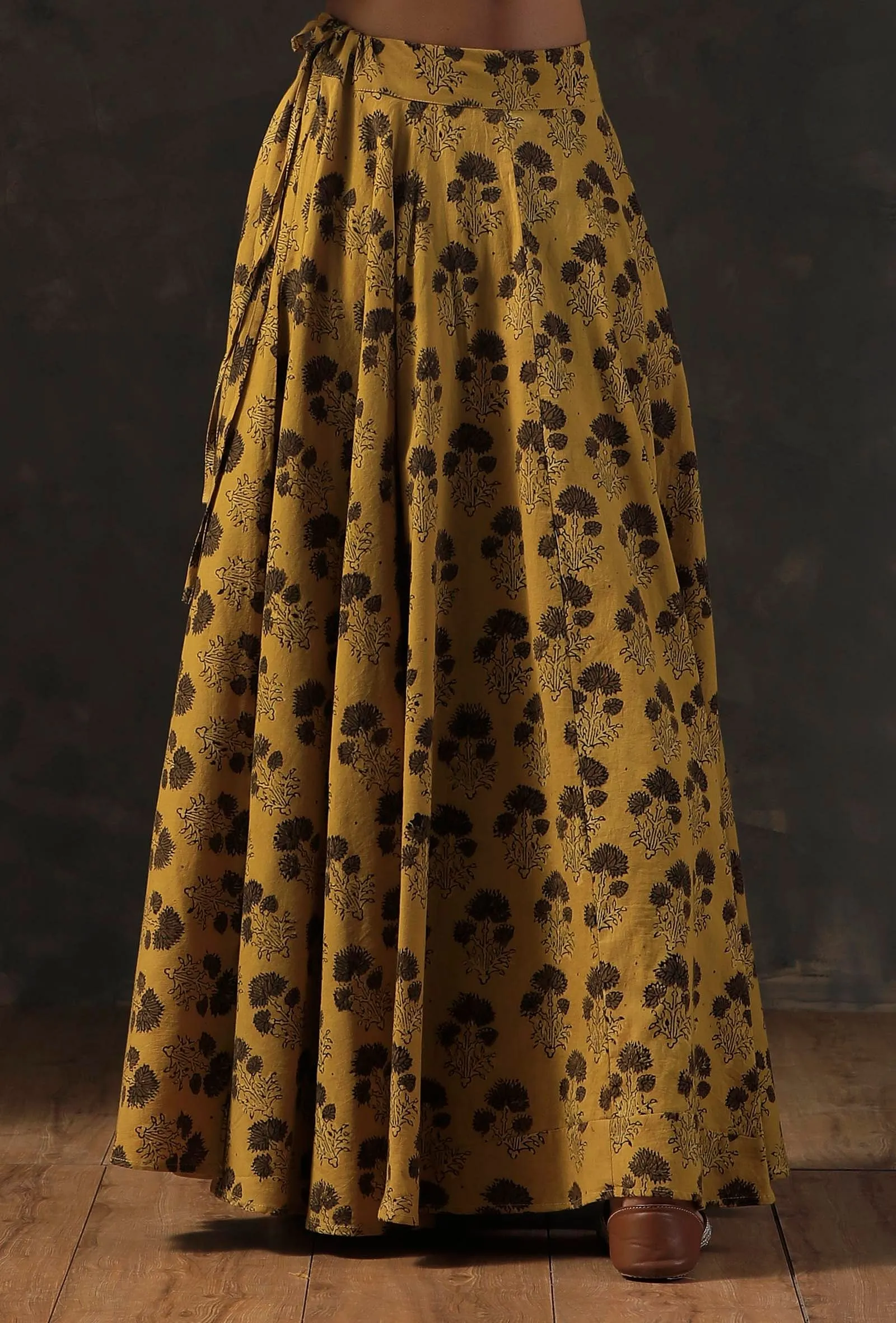 Block Printed Yellow Skirt