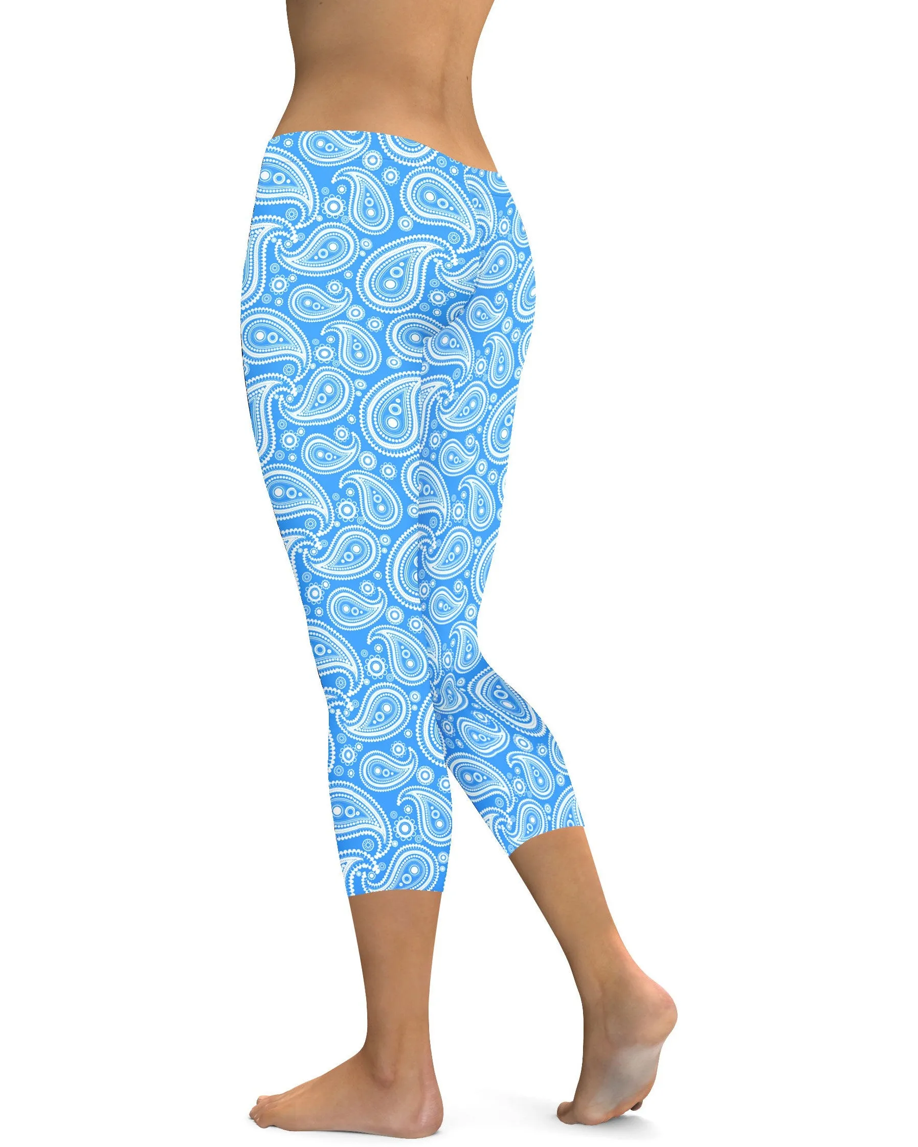 Blue & White Paisley Capris