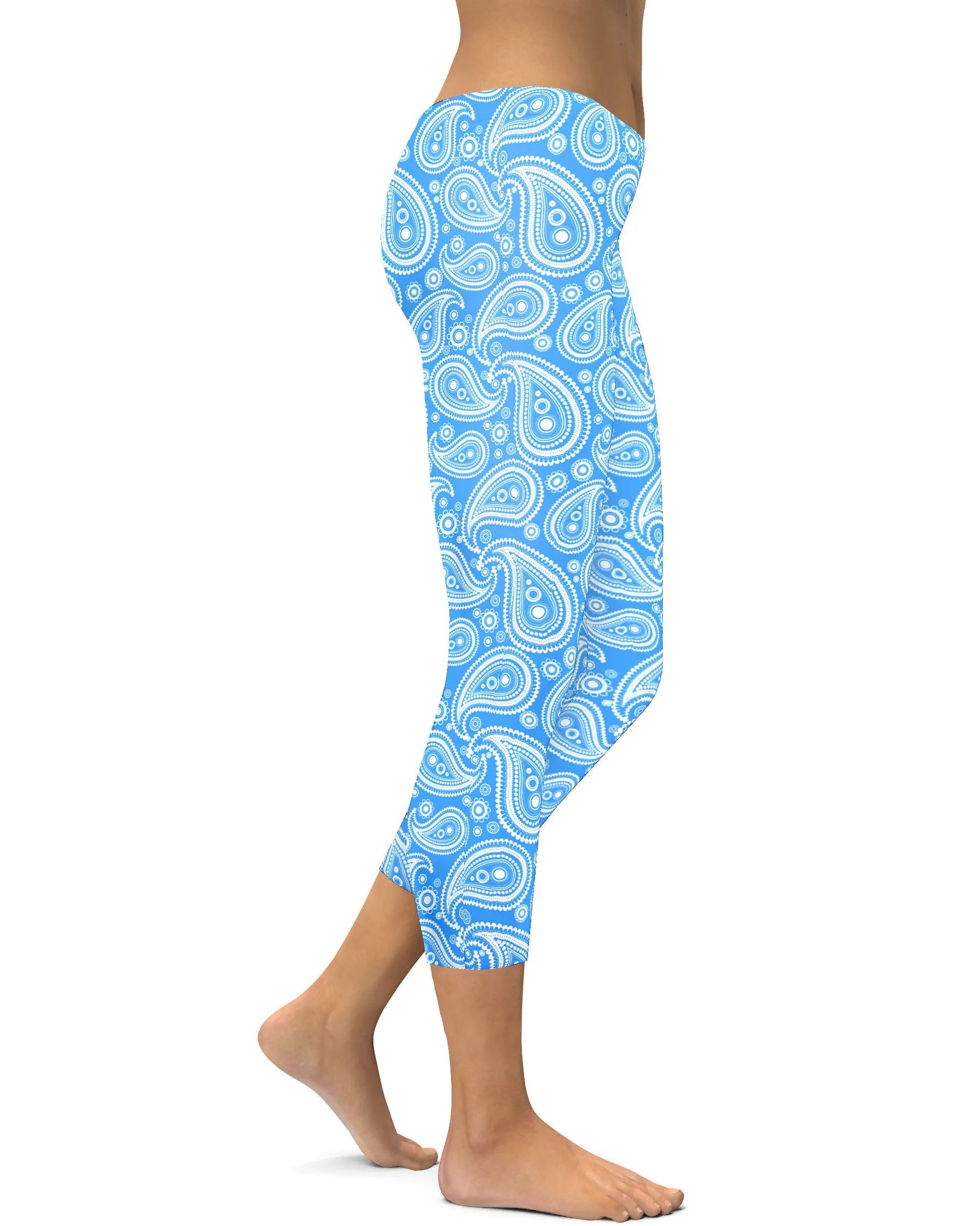 Blue & White Paisley Capris