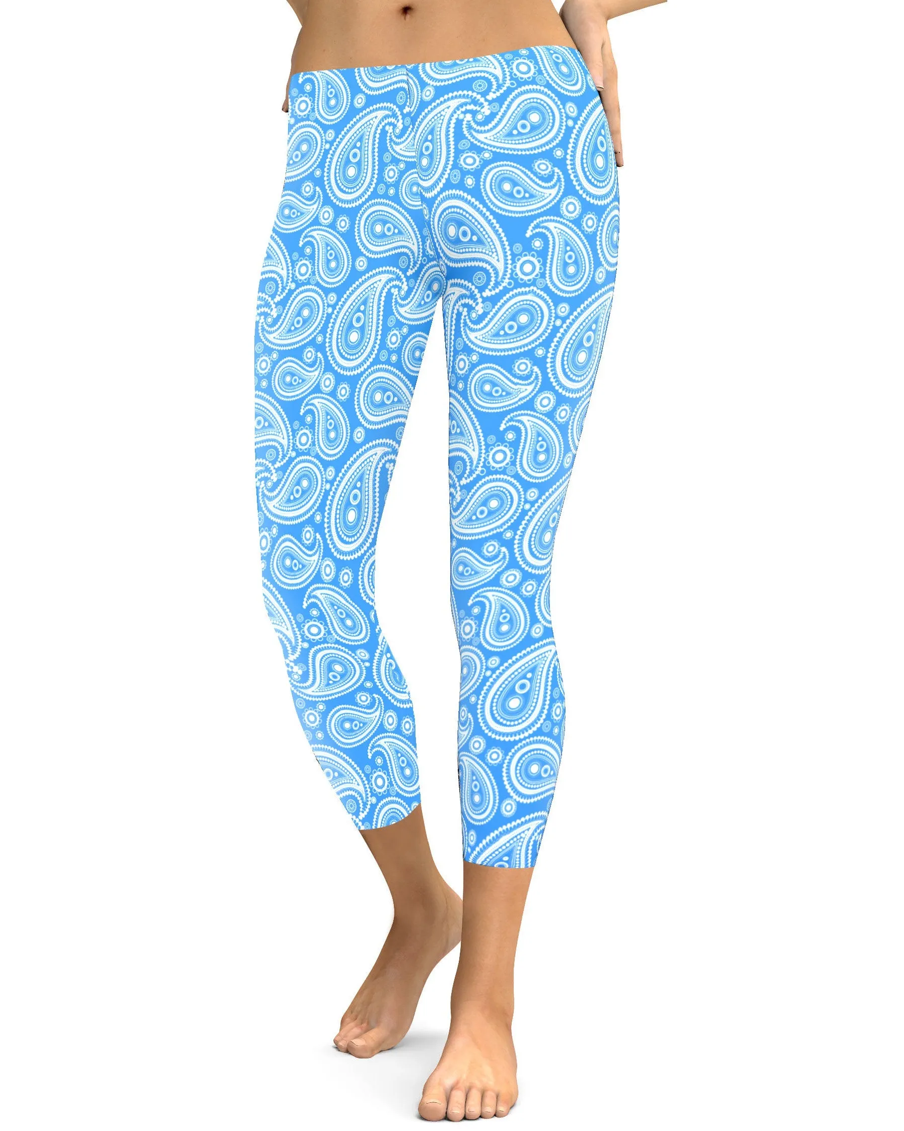 Blue & White Paisley Capris