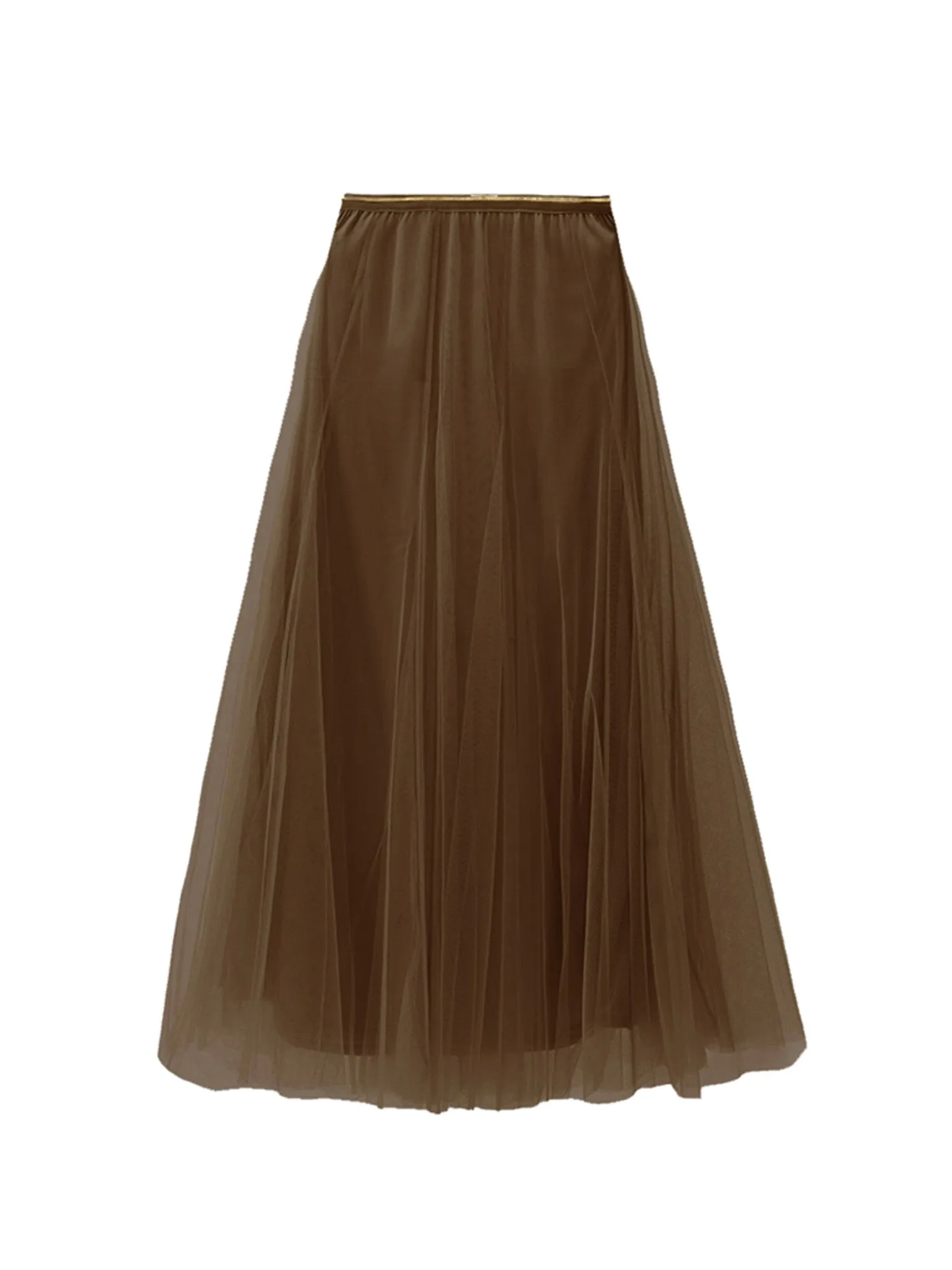 BLUE BASICS Midi Tulle Skirt - Bitter Chocolate