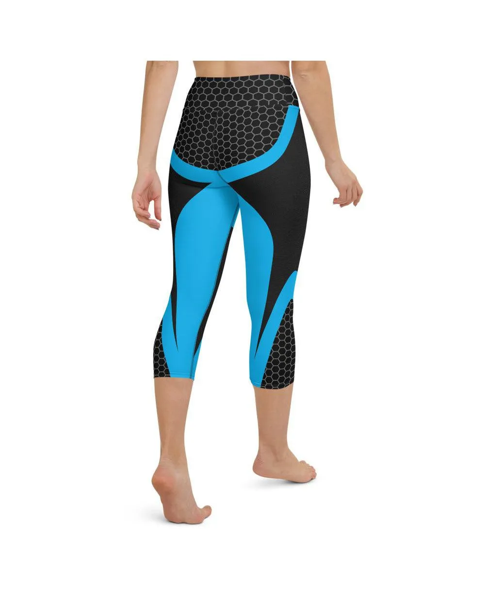 Blue Honeycomb Carbon Yoga Capris