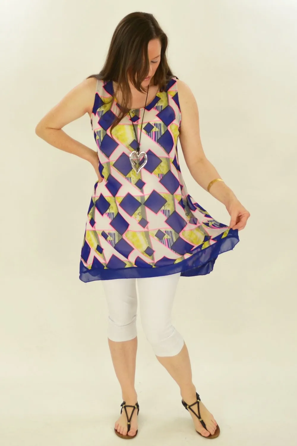 Blue Squares Pattern Tunic