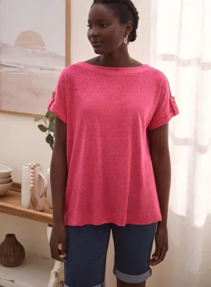 Boatneck Linen-Blend Tee