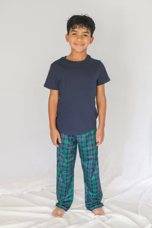 Boy's Cozy Green Plaid Pajama Pant