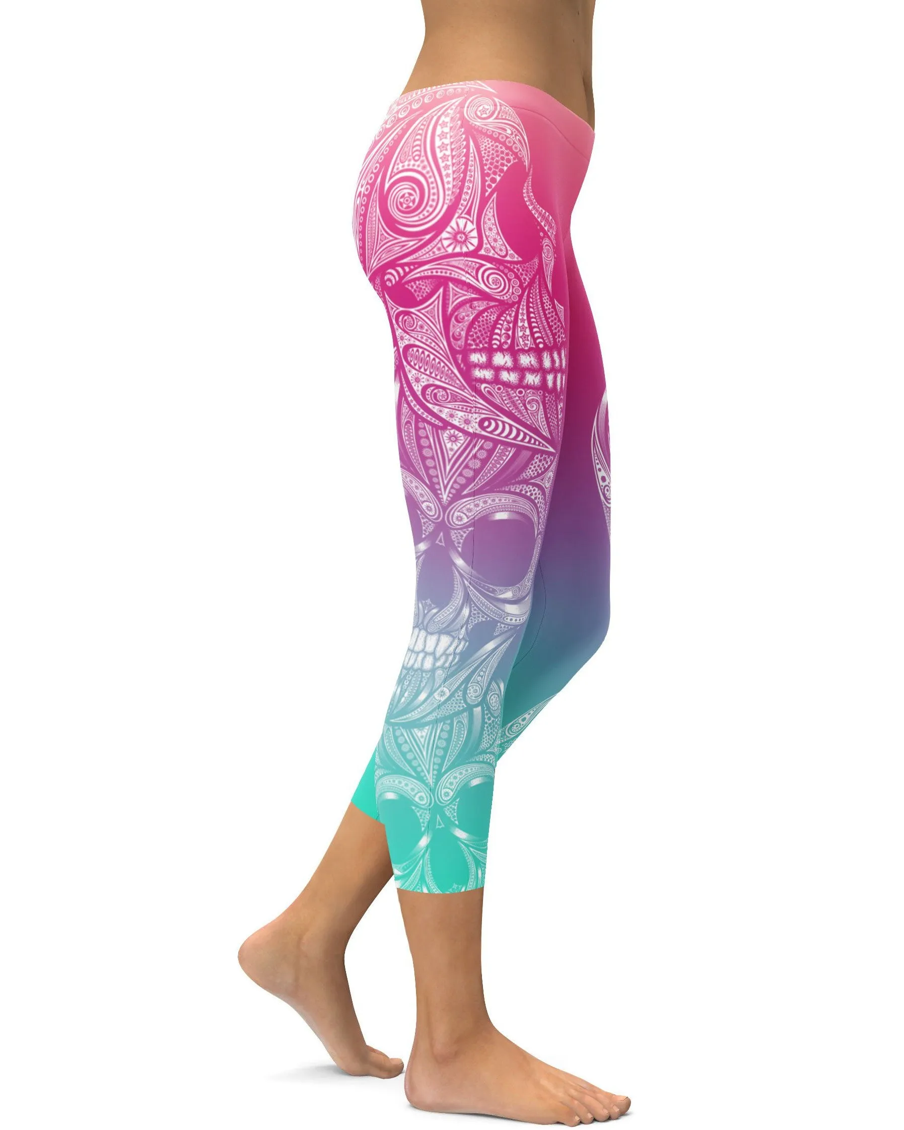 Bright Ornamental Skull Capris