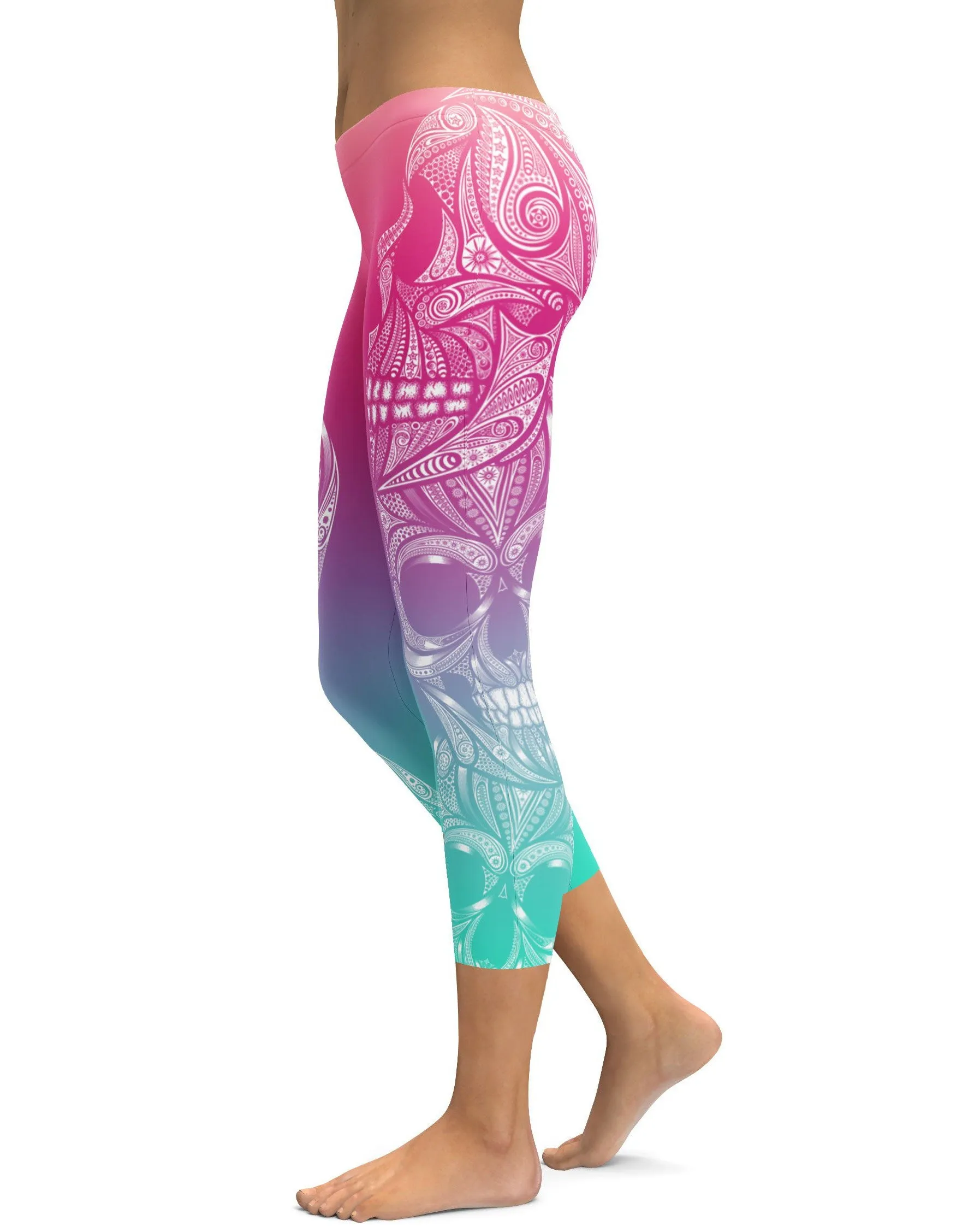 Bright Ornamental Skull Capris