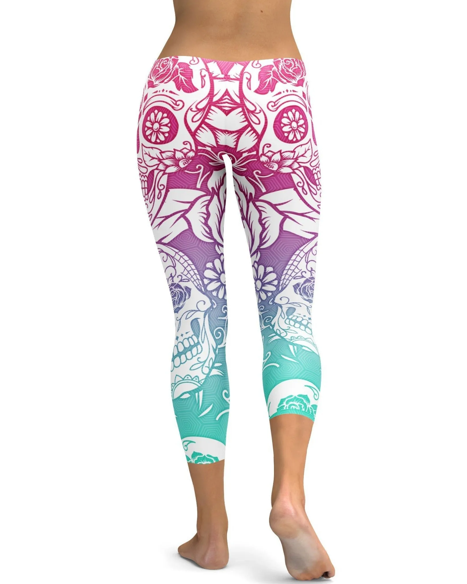 Bright Sugar Skull Capris