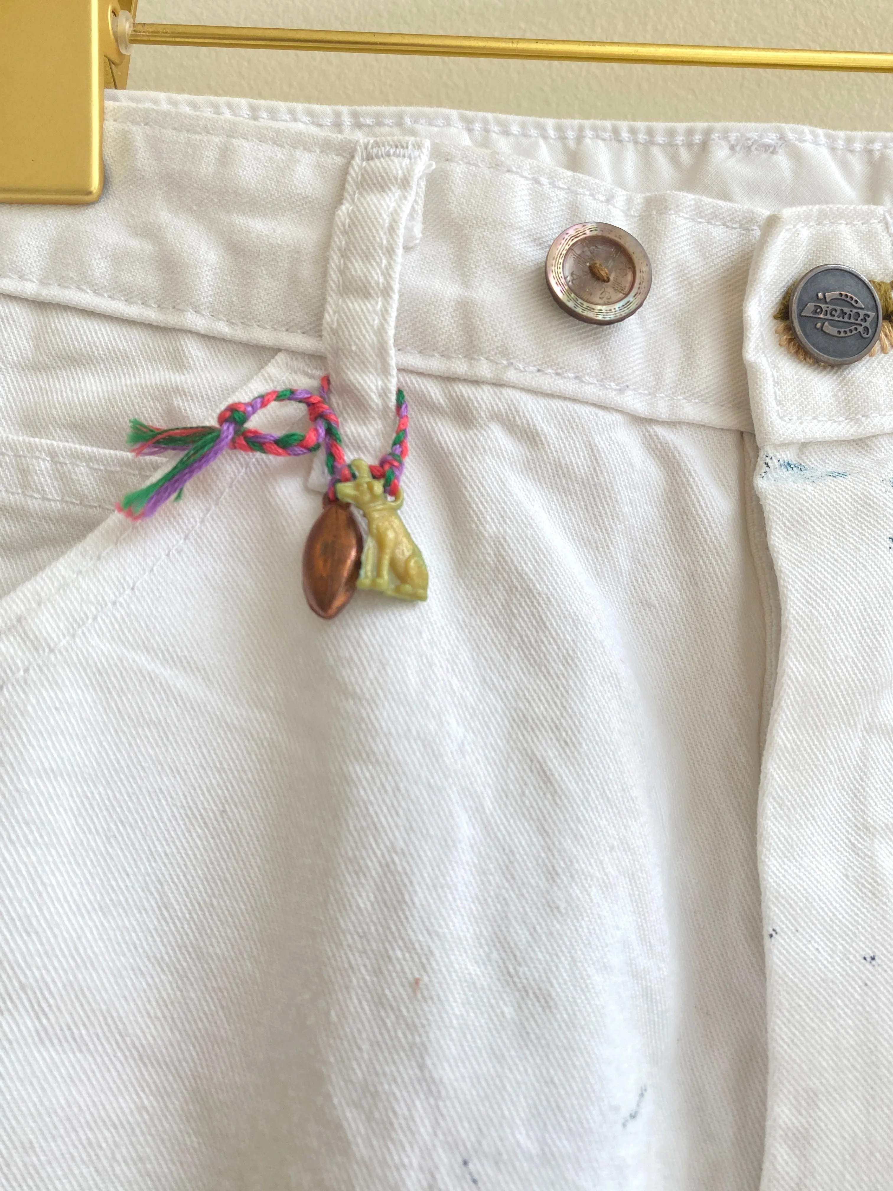 Brown, Camel, Mustard, Cream Hand Embroidered Holes Pants w/ Cracker Jack Charm (Reworked)