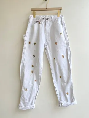 Brown, Camel, Mustard, Cream Hand Embroidered Holes Pants w/ Cracker Jack Charm (Reworked)