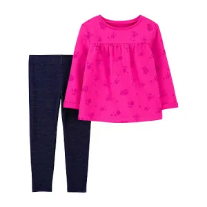 Carter's Toddler Girls Babydoll Top and Pants, 2 Piece Set - Pink