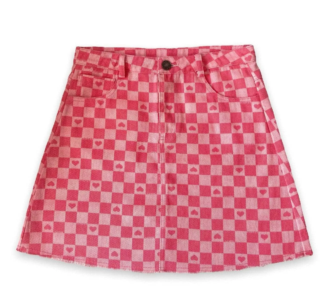 Checkered Love Denim Skirt