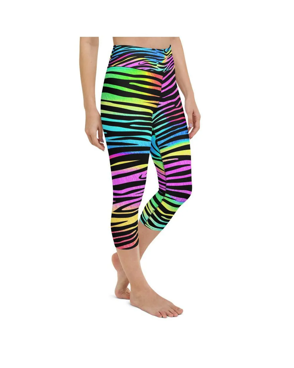 Colorful Zebra Striped Yoga Capris