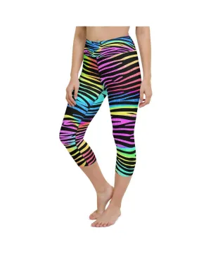 Colorful Zebra Striped Yoga Capris