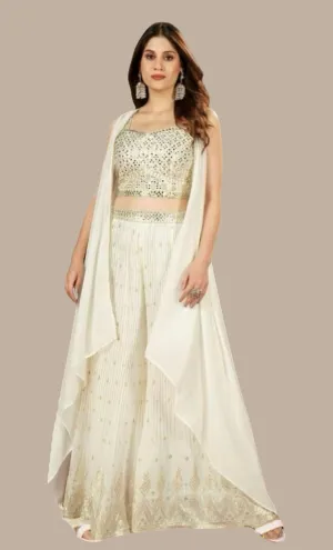 Cream Embroidered Palazzo Set