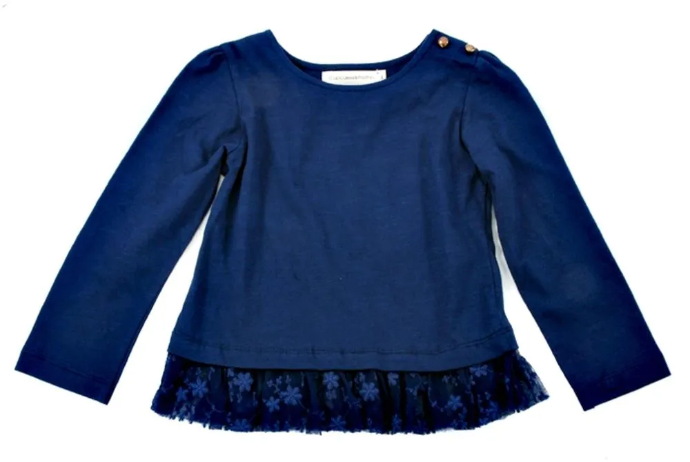 Cupcakes and Pastries Girls Navy Peplum Knit Top