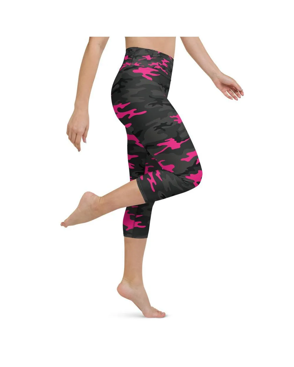 Dark Pink Camo Yoga Capris