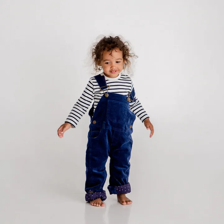 Dotty Dungarees Navy Cord Dungaree / Overalls