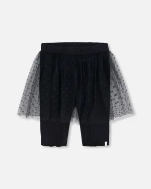 DPD Biker Short with Mesh Tulle Skirt Overlay in Black