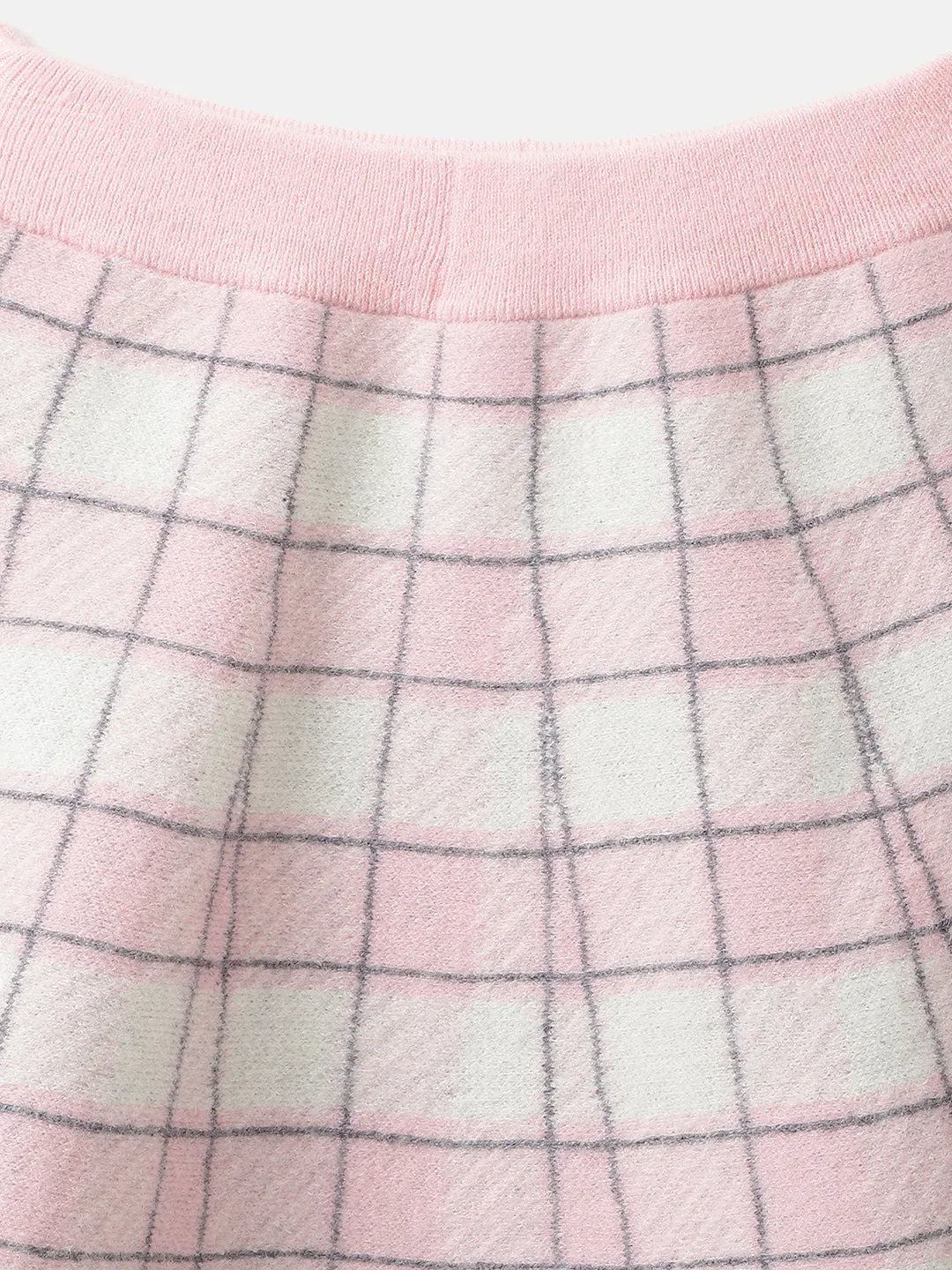 Elle Girls Pink Checked Flared Fit Mid-Rise A-Line Skirt