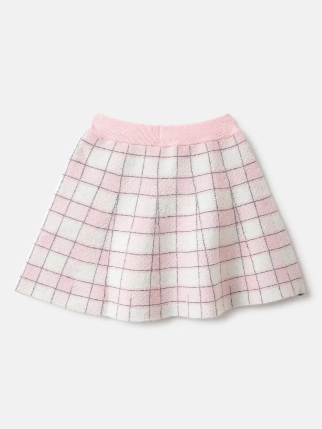 Elle Girls Pink Checked Flared Fit Mid-Rise A-Line Skirt