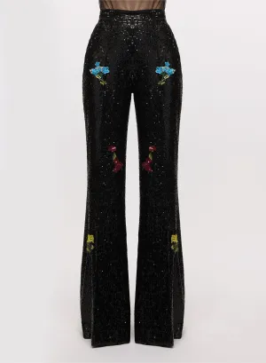 Embroidered Sequin Pants