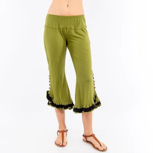 Fabulous Capri Pants ~ Button Details ~ Black, Olive or Plum