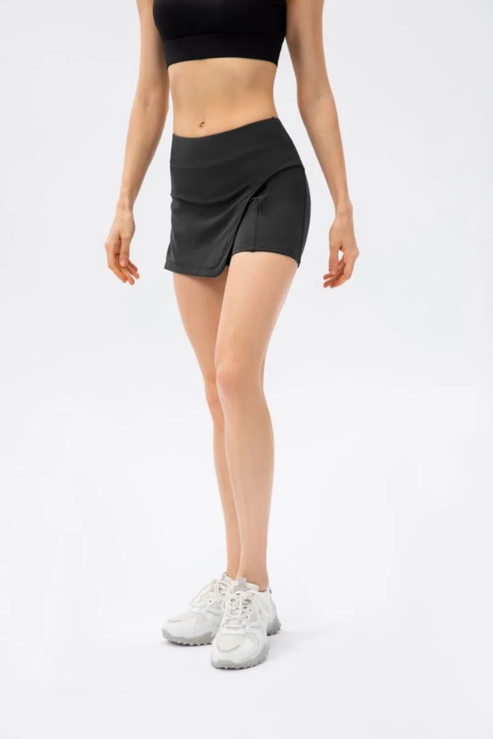 Faux Layered Pocket Active Shorts