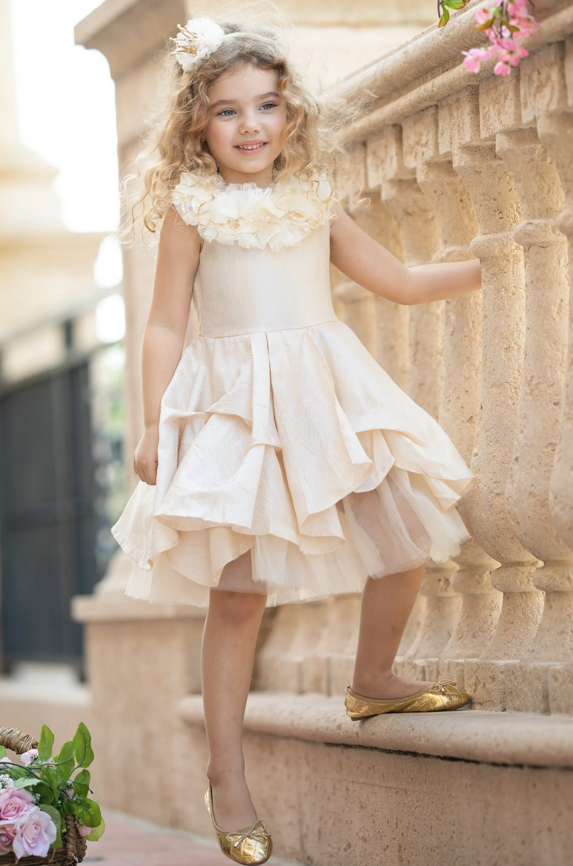 First Dance Ruffle Lace Tulle Dress