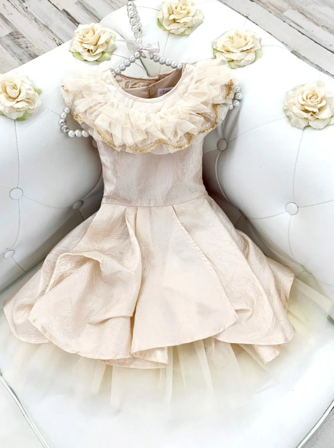 First Dance Ruffle Lace Tulle Dress